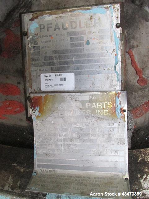 Used Pfaudler Reactor, 1000 Gallon, Hastelloy C276. Approximately 60" diameter x 78" straight side, semi elliptical top and bottom. Internal rated 55 psi & Full Vacuum at 500 degrees F. 1/2 Pipe jack...