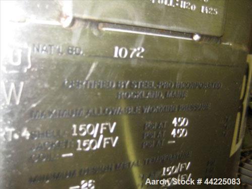Used Steel Pro Reactor, 20 Gallons, SB-575 Hastelloy Construction. Bolt-on dished top, dished bottom. Internal rated 150 psi and full vacuum at 450 degrees F, jacket rated 150 psi and full vacuum at ...