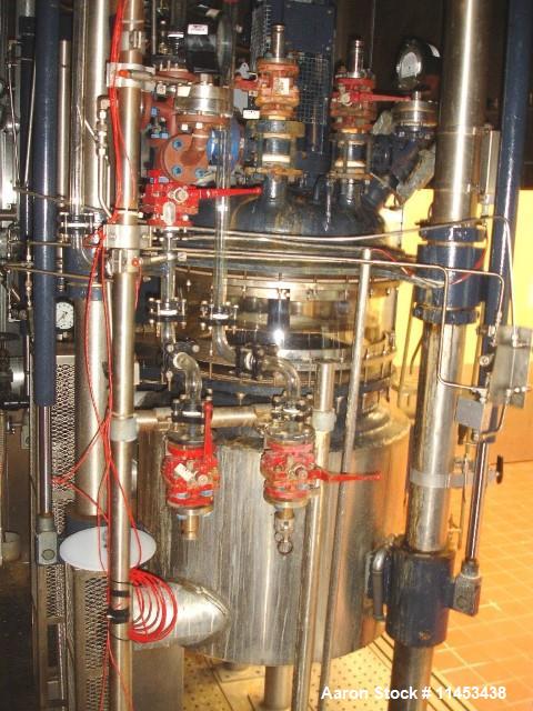 Used-Used 160 liter R & M Italia glass reactor train with 160 liter glass lined reactor, removable dish top, dish bottom, in...