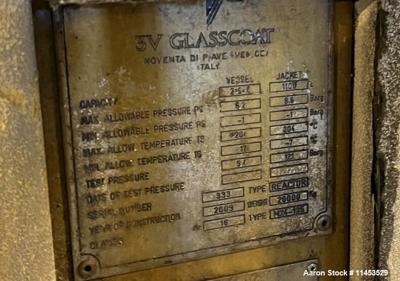 Used 5,000 Gallon 3V Tech Glassed Lined Reactor