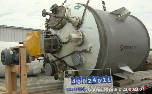 Used Dedietrich Glass Lined Reactor, 2000 gallon, 3009 white glass with calibration lines. Approximately 76" diameter x 96" straight side, dished top and bottom. Internal rated 125/fv at 500 deg.f., ...