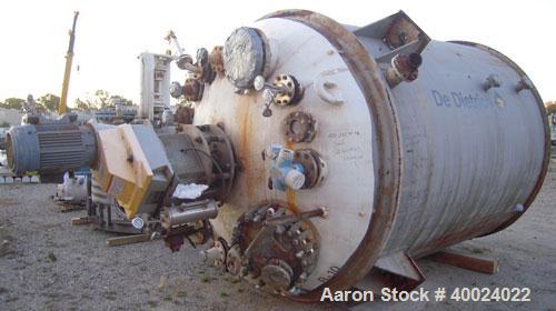 Used: Dedietrich glass lined reactor, 4000 gallon, 3009 white glass with calibration lines. Approximately 8' diameter x 9'6" straight side, dished top and bottom. Jacketed. Dedietrich agitator, model...