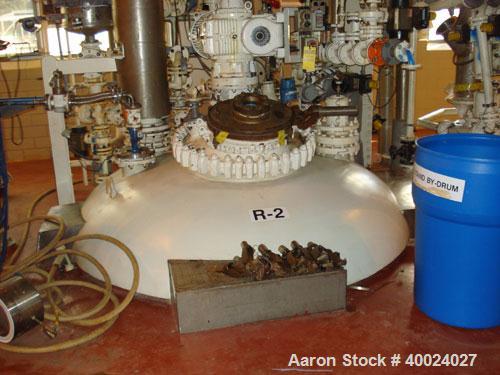 Used: Pfaudler RA series glass lined reactor, 2000 gallon, white glass. Approximately 76" diameter x 88" straight side, dish...