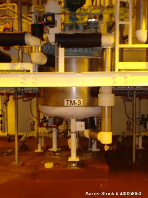Used: Pfaudler clamp top glass lined reactor, 200 gallon, 9129 white glass. 40" diameter x 46" straight side. Dished clamp on top, dish bottom.  Internal rated 100 psi/fv at 450 deg F, jacket rated 1...