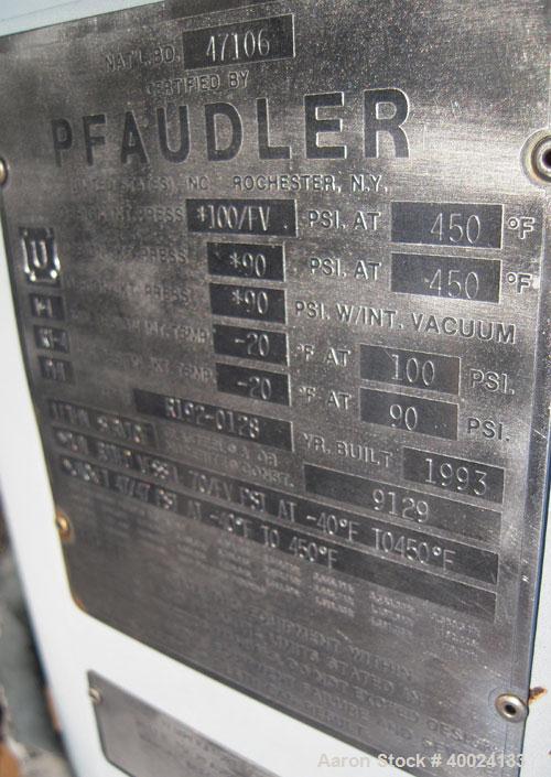 Used Reglassed Pfaudler K Series Glass Lined Reactor, 4000 gallon, 9129 glass, white glass with blue calibration lines. Approximately 96" diameter x 115" straight side, dished top and bottom. Interna...