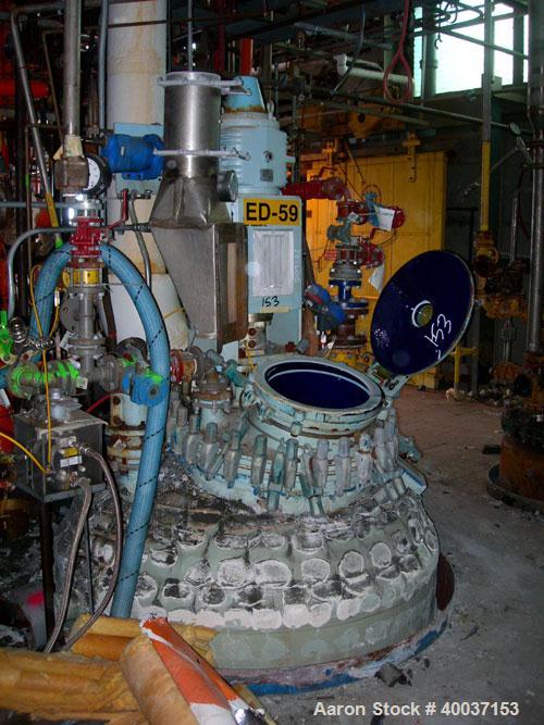 Used Used: Pfaudler glass lined reactor, 1000 gallon, 9115 blue glass. Approximately 60" diameter x 6' straight side, dish top and bottom. Internal rated 100/fv psi at 450 deg.f., jacket rated 90 psi...