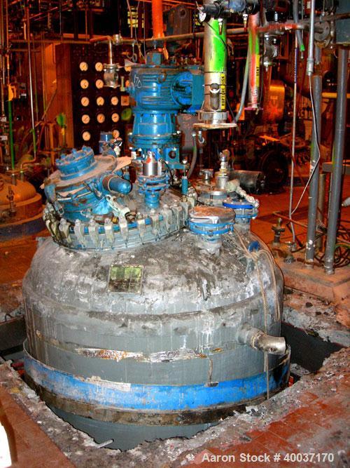 Used Used: DeDietrich glass lined reactor, 1000 gallon, 3008 blue glass. Approximately 5' diameter x 6' straight side, dish top and bottom. Internal rated 100/fv psi at 500 deg.f., jacket rated 90 ps...