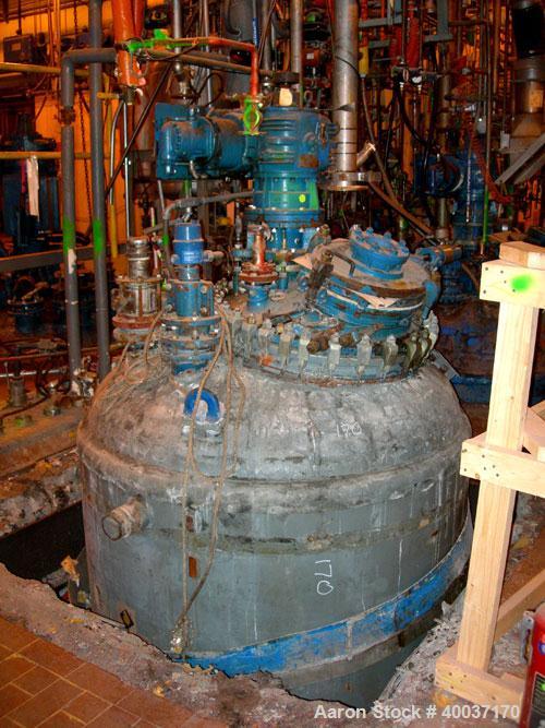 Used Used: DeDietrich glass lined reactor, 1000 gallon, 3008 blue glass. Approximately 5' diameter x 6' straight side, dish top and bottom. Internal rated 100/fv psi at 500 deg.f., jacket rated 90 ps...