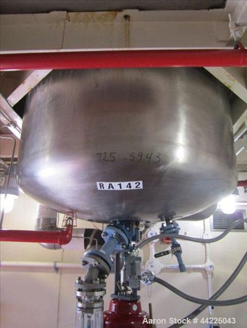 Used Tycon Glass Lined Reactor, 200 Gallon, Type 808 Glass. Internal rated 150 psi and full vacuum at 450 degrees F, jacket rated 150 psi and full vacuum at 450 degrees F. Full clamp top, 3 blade ret...