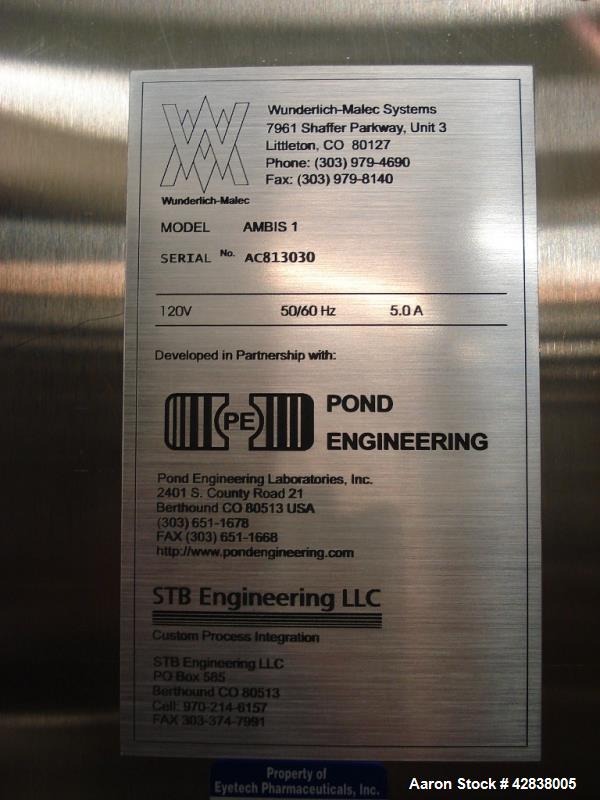 Used Wunderlich-Malec Mixed Bed Stirred Bioreactor, Model AMBIS 