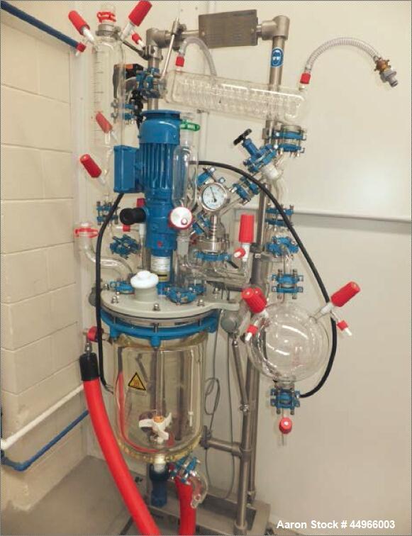 Unused Buchi Glass Mini Pilot 10  System consisting of: Glass reactor vessel 10 litres, stirrer unit, scaffolding complete , stainless steel (floor version) documentation, assembled.  Dimensions 1.9 ...