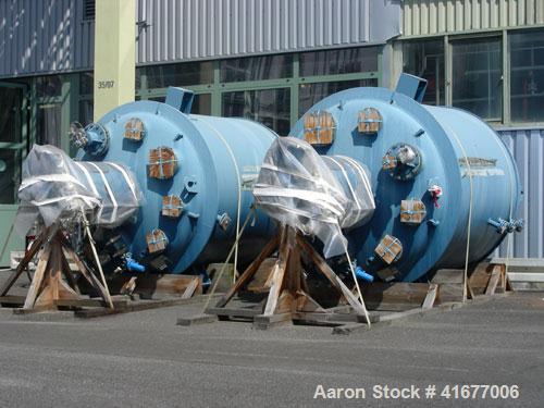 Unused-Dedietrich Glass Lined Reactor, type BE6300. Total capacity 1984 gallons (7500 liters), working capacity 1667 gallons (6300 liters). (1) 2 stage hydrofoil agitator driven by 22.5 hp/15 kW Eex ...