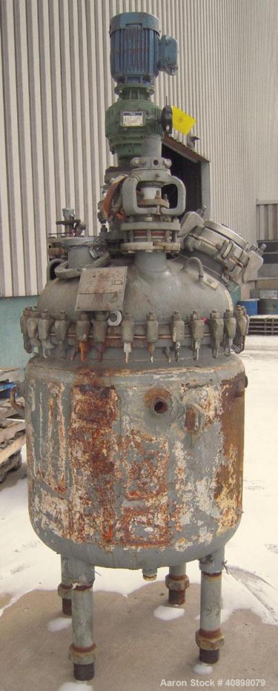 Used DeDietrich Clamp Top Glass Lined Reactor, 100 gallon, 3009 white glass with calibration lines, vertical. Approximately 30’’ diameter x 30’’ straight side, dished bolt on top, dish bottom. Intern...
