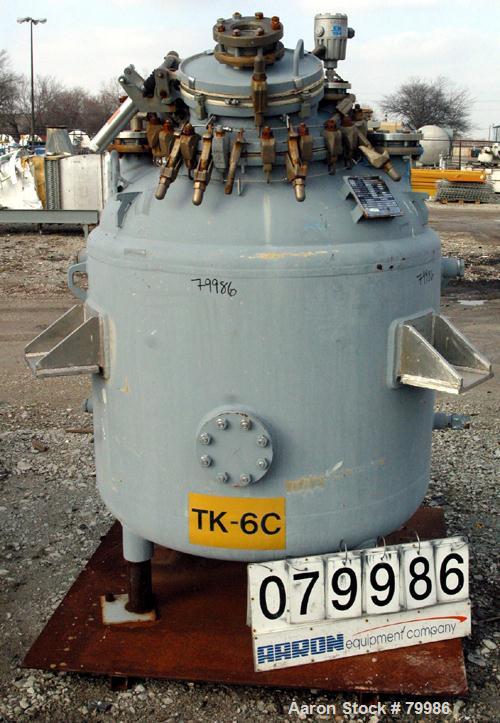 USED: Dedietrich glass lined reactor, 300 gallon, model SA-300. 48" diameter x 50" straight side. Internal rated 100 psi/FV @ 500 deg F. Jacket rated 100 psi @ 500 deg F. Type 3008 glass. NB #5024. Y...