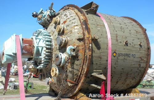 Used De Dietrich Glass Lined Reactor, 3000 gallon, model SA, 3009 white glass with calibration lines, vertical. Approximately 98'' diameter x 76'' straight side, dished top and bottom. Internal rated...