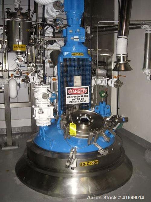 Used Dedietrich Glass Lined Reactor, 500 gallon, 3009 glass, vertical. Internal rated 125 psi/FV at 450 deg F, jacket rated 100 psi at 450 deg F. Dedietrich drive, model 2F88-K5TC, 3 blade retreat cu...