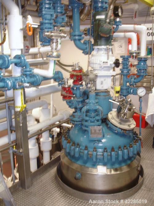 Used DeDietrich Glass Lined Reactor, 100 Gallon, 3009 Glass. Internal rated 150 psi and full vacuum at 500 deg F. Jacket rated 115 psi at 500 deg F. Pfaudler glass lined top rated 100 psi at 650 deg ...
