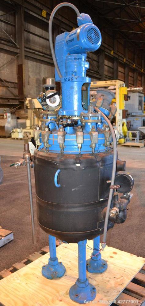 Used DeDietrich Clamp Top Glass Lined Reactor, 30 Gallon, 9115 Blue Glass. Vertical. Approximately 19-1/2’’ diameter x 24’’ straight side, dished bolt on top, dish bottom. Internal rated 150/FV psi a...