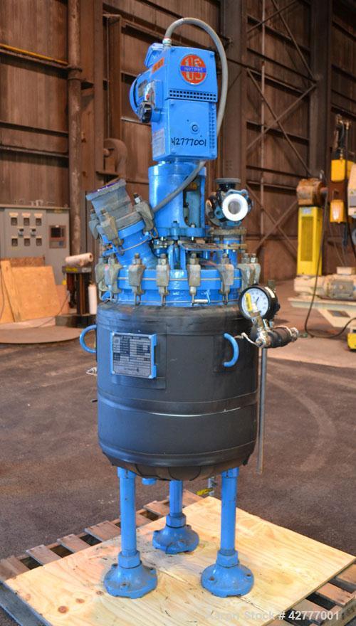 Used- DeDietrich Clamp Top Glass Lined Reactor, 30 Gallon, 9115 Blue Glass. Vertical. Approximately 19-1/2’’ diameter x 24’’...