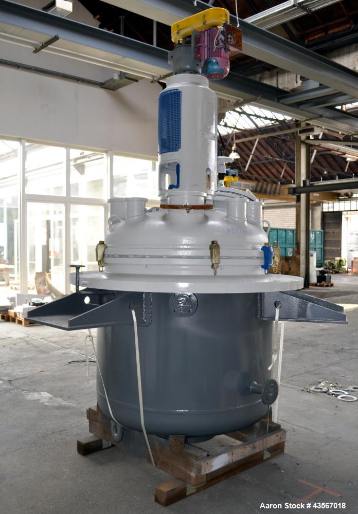 Used De Dietrich Glass Lined Reactor, 1180 Liter (311.81 Gallon), 3009 Blue Glass, Vertical. Approximately 48" diameter x 40" straight side. Dished clamp on top, dished bottom. Internal rated -1/6 ba...