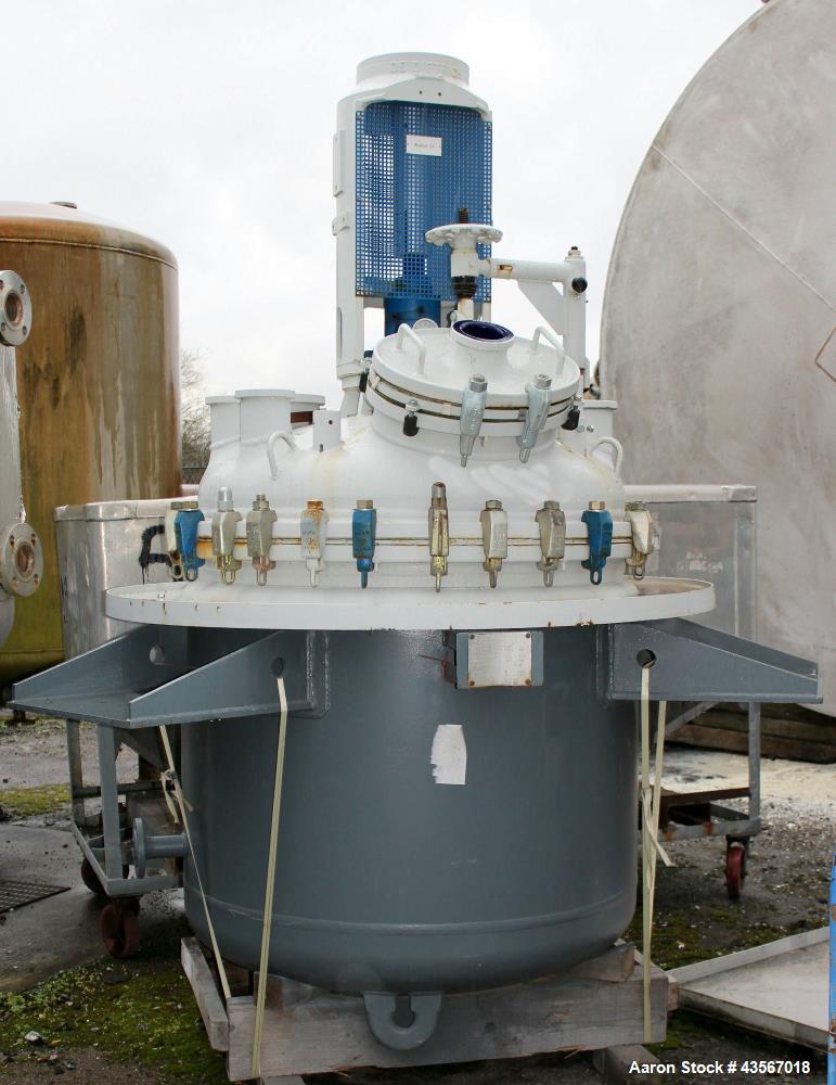 Used De Dietrich Glass Lined Reactor, 1180 Liter (311.81 Gallon), 3009 Blue Glass, Vertical. Approximately 48" diameter x 40" straight side. Dished clamp on top, dished bottom. Internal rated -1/6 ba...