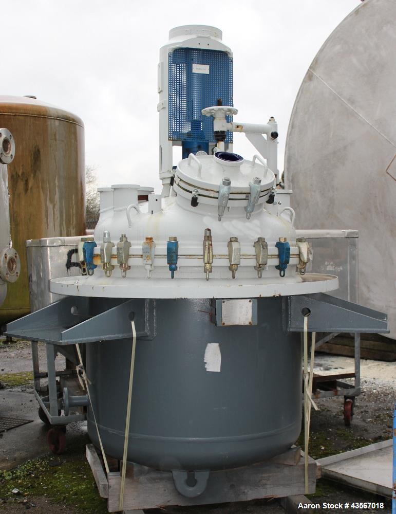 Used De Dietrich Glass Lined Reactor, 1180 Liter (311.81 Gallon), 3009 Blue Glass, Vertical. Approximately 48" diameter x 40" straight side. Dished clamp on top, dished bottom. Internal rated -1/6 ba...