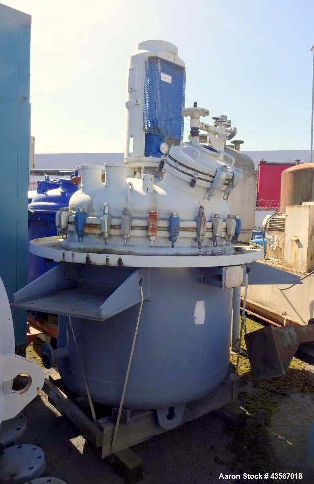 Used De Dietrich Glass Lined Reactor, 1180 Liter (311.81 Gallon), 3009 Blue Glass, Vertical. Approximately 48" diameter x 40" straight side. Dished clamp on top, dished bottom. Internal rated -1/6 ba...