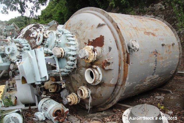 Used Dedietrich Glass Lined Reactor, 2000 gallons, Lightnin Series 10 agitator drive with mechanical seal.