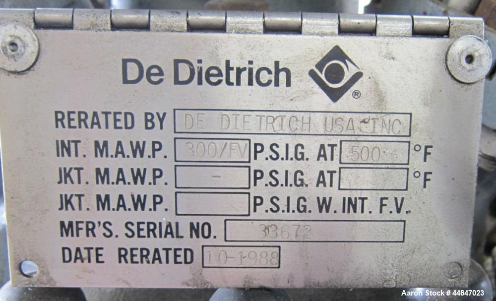 Used- 10 Gallon De Dietrich Clamp Top Glass Lined Reactor