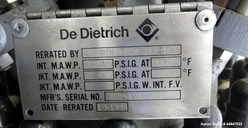 Used 10 Gallon De Dietrich Clamp Top Glass Lined Reactor