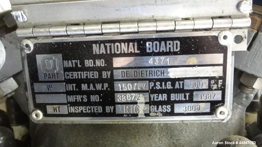 Used 10 Gallon De Dietrich Clamp Top Glass Lined Reactor