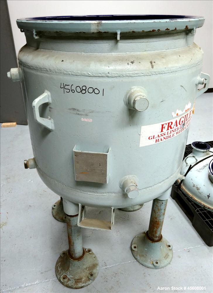 Used Dedietrich Clamp Top Clamp Glass Lined Reactor, 100 Gallon, 3008 Blue Glas