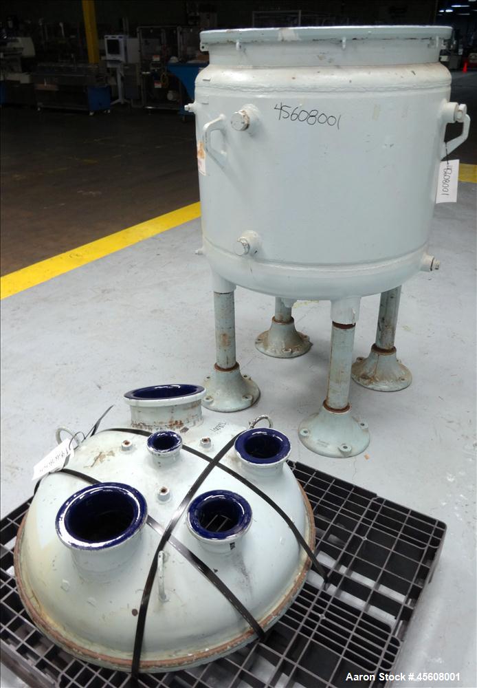 Used Dedietrich Clamp Top Clamp Glass Lined Reactor, 100 Gallon, 3008 Blue Glas