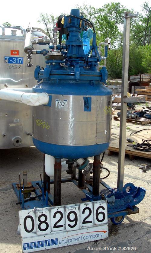 USED: Dedietrich glass lined reactor, 50 gallon, 3008 glass. 22-3/4" diameter x 23" deep, bolt-on dished top, dish bottom. Internal rated 150/FV at 500 deg F, carbon steel jacket rated 125 psi at 500...
