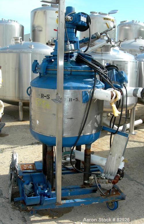 USED: Dedietrich glass lined reactor, 50 gallon, 3008 glass. 22-3/4" diameter x 23" deep, bolt-on dished top, dish bottom. Internal rated 150/FV at 500 deg F, carbon steel jacket rated 125 psi at 500...