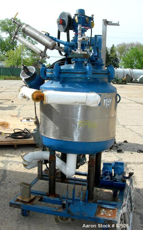 USED: Dedietrich glass lined reactor, 50 gallon, 3008 glass. 22-3/4" diameter x 23" deep, bolt-on dished top, dish bottom. Internal rated 150/FV at 500 deg F, carbon steel jacket rated 125 psi at 500...