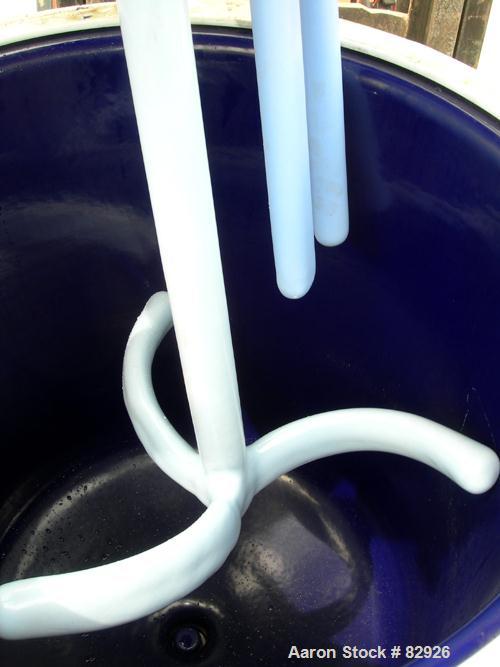 USED: Dedietrich glass lined reactor, 50 gallon, 3008 glass. 22-3/4" diameter x 23" deep, bolt-on dished top, dish bottom. Internal rated 150/FV at 500 deg F, carbon steel jacket rated 125 psi at 500...