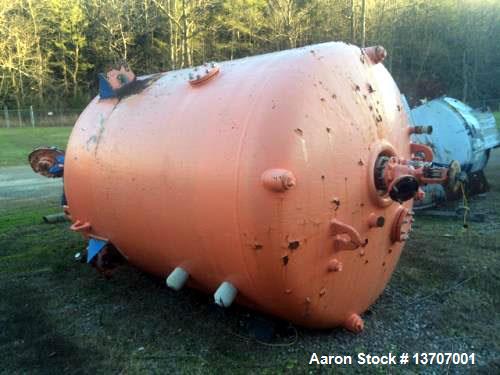 Used 2000 Gallon DeDietrich SA Series Glass Lined Reactor. NB stamped. 100/FV at 500 internal. 100 psi at 500 jkt. PTE10 drive 20 hp motor. 3 blade retreat curve agitator and beaver tail baffle. 30" ...