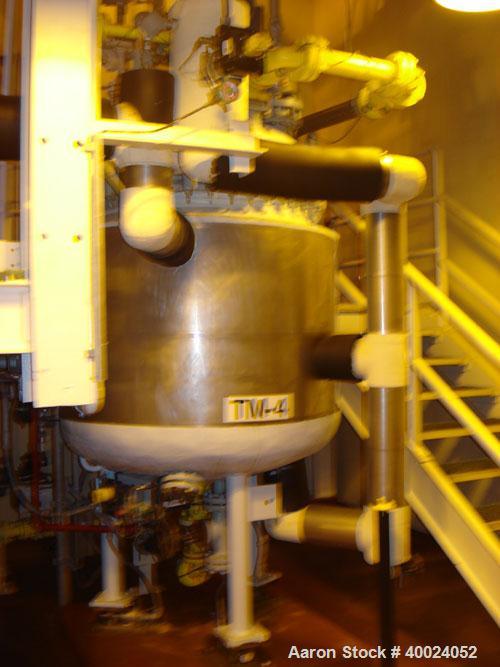 Used: Pfaudler clamp top glass lined dual rated, lethal service reactor, 200 gallon, 9129 white glass, model EC-40-200-100-100. 40" diameter x 35" straight side. Dished clamp on top, dish bottom. Int...