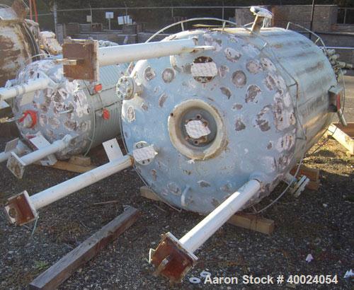 Used: Pfaudler K series glass lined reactor, 500 gallon, 9129 white glass, model KC-48-500-100.48" diameter x 58" straight side, dished top and bottom. Internal rated 100 psi/fv at 450 deg.f. or 85/f...