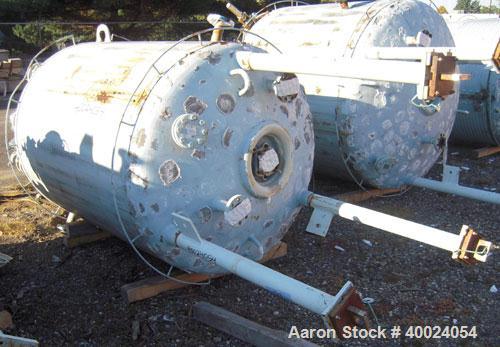 Used: Pfaudler K series glass lined reactor, 500 gallon, 9129 white glass, model KC-48-500-100.48" diameter x 58" straight side, dished top and bottom. Internal rated 100 psi/fv at 450 deg.f. or 85/f...