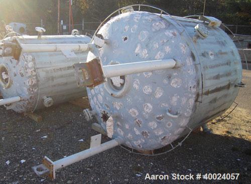 Used Pfaudler K Series Glass Lined Reactor, 750 gallon, 9129 white glass, model KC-60-750-100. 60" diameter x 60" straight side, dished top and bottom. Internal rated 100 psi/fv at 450 deg F or 70/fv...