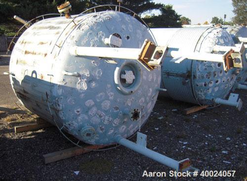 Used Pfaudler K Series Glass Lined Reactor, 750 gallon, 9129 white glass, model KC-60-750-100. 60" diameter x 60" straight side, dished top and bottom. Internal rated 100 psi/fv at 450 deg F or 70/fv...