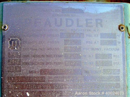 Used: Pfaudler K Series Glass Lined Reactor, 2000 gallon, 9129 white glass, model KC-78-2000-100-90. 78" diameter x 84" stra...