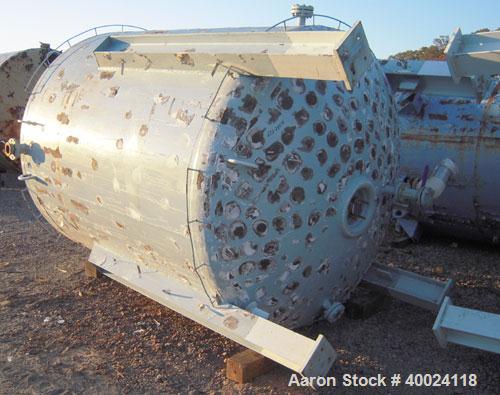 Used Pfaudler K Series Glass Lined Reactor, 2500 gallon, 9129 white glass, model KC-84-2500-100-90. 84" diameter x 94" straight side, dished top and bottom. Internal rated 100 psi/fv at -20 to 450 de...