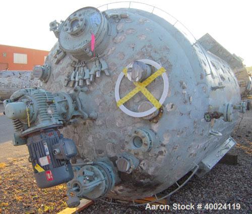 Used Pfaudler K Series Glass Lined Reactor, 2500 gallon, 9129 white glass, model KC-84-2500-100-90. 84" diameter x 94" straight side, dished top and bottom. Internal rated 100 psi/fv at -20 to 450 de...