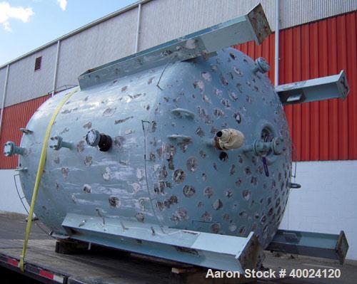 Used Pfaudler K Series Glass Lined Reactor, 2500 gallon, 9129 white glass, model KC-84-2500-100-90. 84" diameter x 94" straight side, dished top and bottom. Internal rated 100 psi/fv at -20 to 450 de...