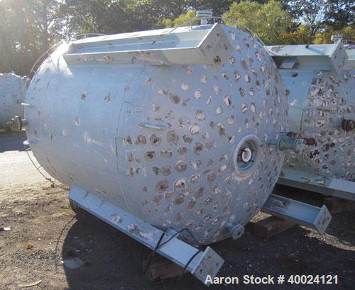 Used Pfaudler K Series Glass Lined Reactor, 2500 gallon, 9129 white glass, model KC-84-2500-100-90. 84" diameter x 94" straight side, dished top and bottom. Internal rated 100 psi/fv at -20 to 450 de...
