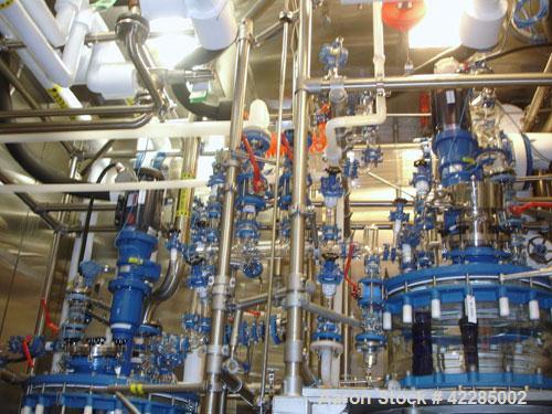 Used Buchi Reactor Train consisting of: (1) Buchi 250 liter glass reactor, 600mm diameter x 400mm straight side, removable dish top, dish bottom. Internal rated 4 psig and full vacuum at +200/-90 deg...