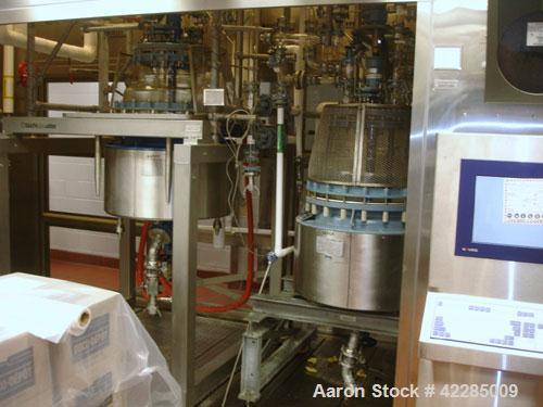 Used Buchi Reactor Train consisting of: (1) Buchi 160 liter glass reactor, 600mm diameter, removable dish top, dish bottom. Internal rated -1/+0.3 bar (-14.5/4.3 psig) +200/-60 deg C, jacket rated -1...